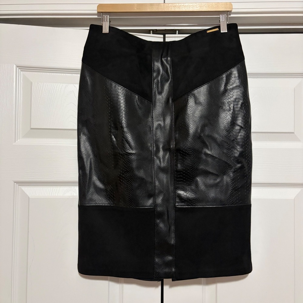 Marc New York Pencil Skirt Women Medium Black Snakeskin Faux Leather Indie Core